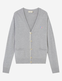 Unisex | Virgin Wool Classic Cardigan | Grey Melange