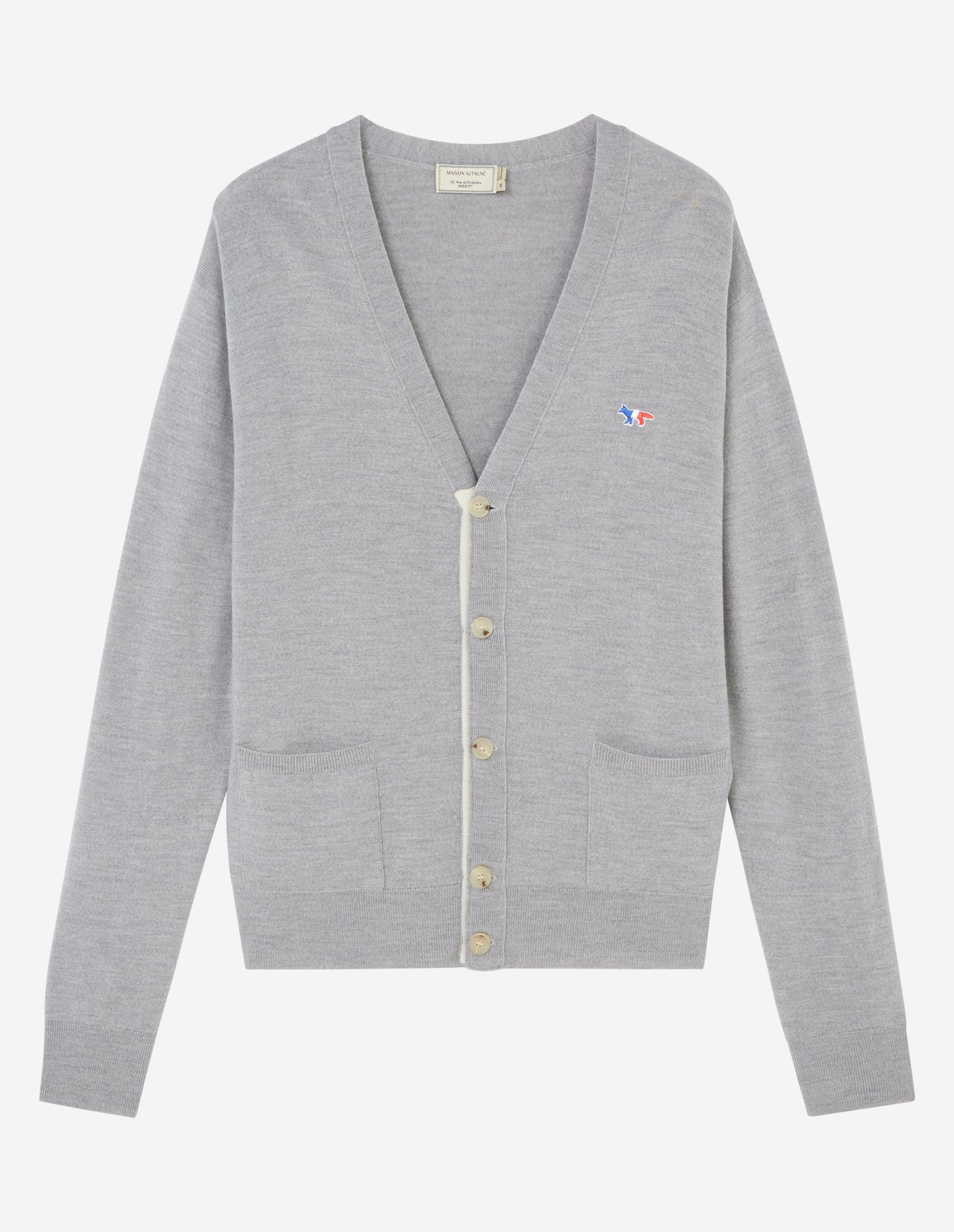 Unisex | Virgin Wool Classic Cardigan | Grey Melange