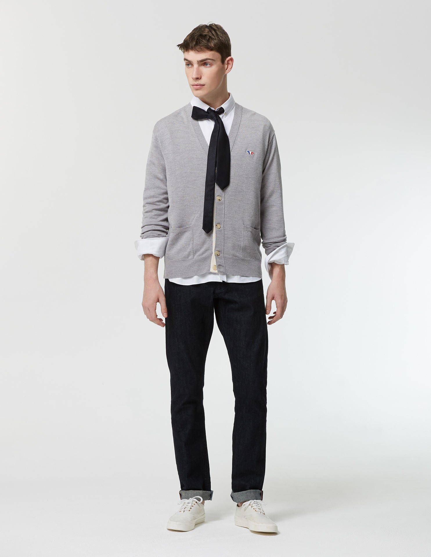 Unisex | Virgin Wool Classic Cardigan | Grey Melange