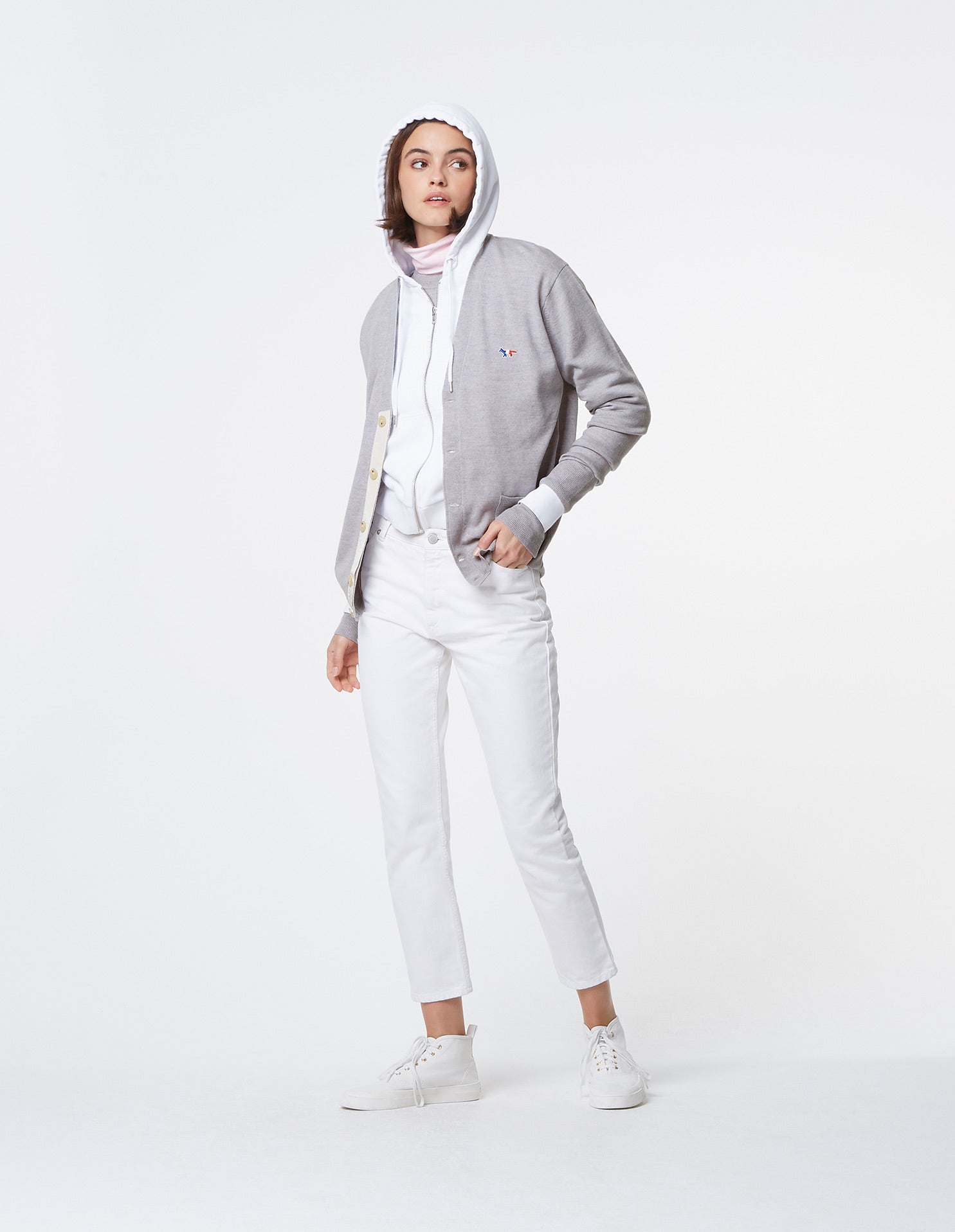Unisex | Virgin Wool Classic Cardigan | Grey Melange