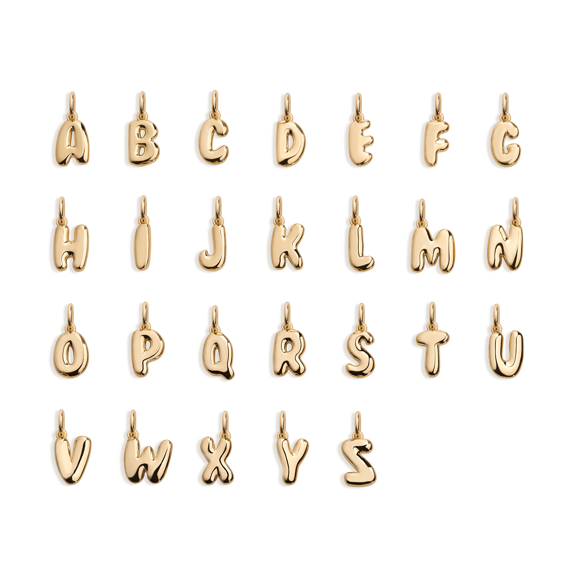 Bold Bubble Letter Pendant Vermeil 14k Yellow Gold O