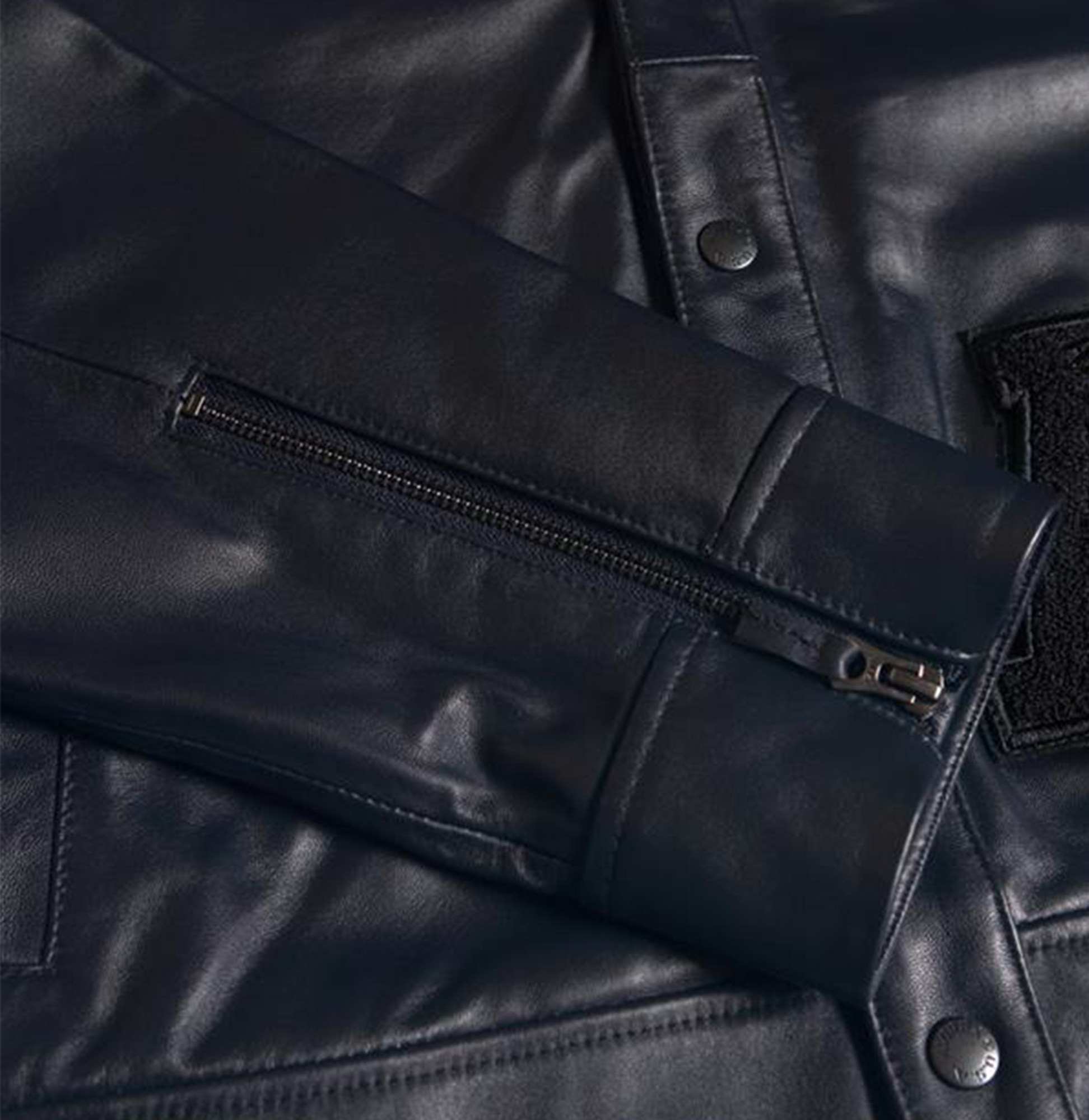 Leather Cardigan | Navy Blue