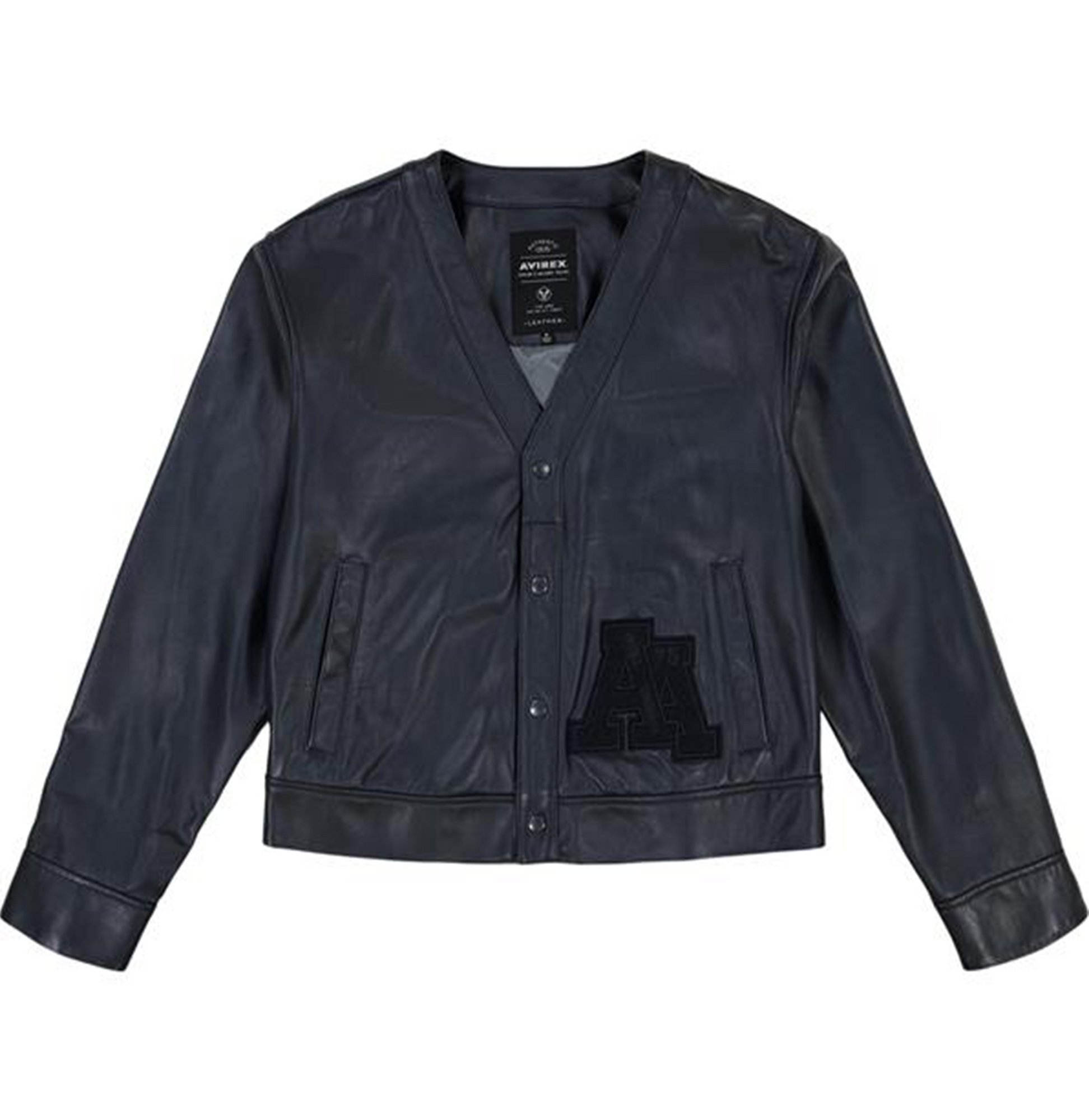 Leather Cardigan | Navy Blue