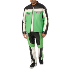 Leather Racing Pant | Lime Green