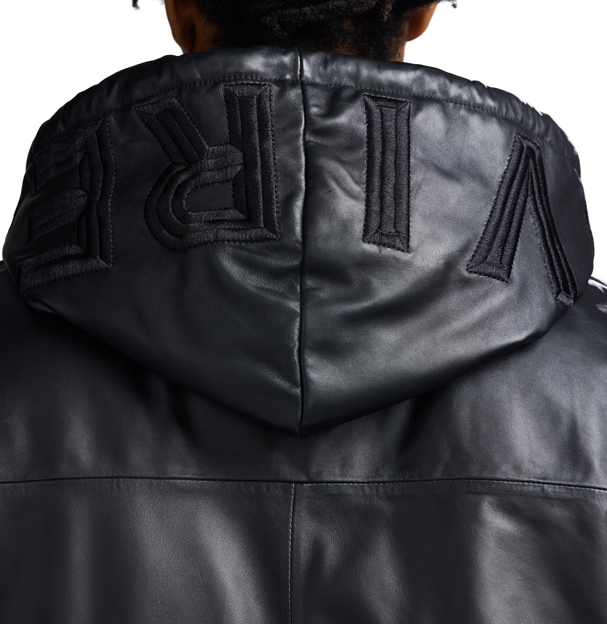 Nappa Leather Puffer Hoodie | Black