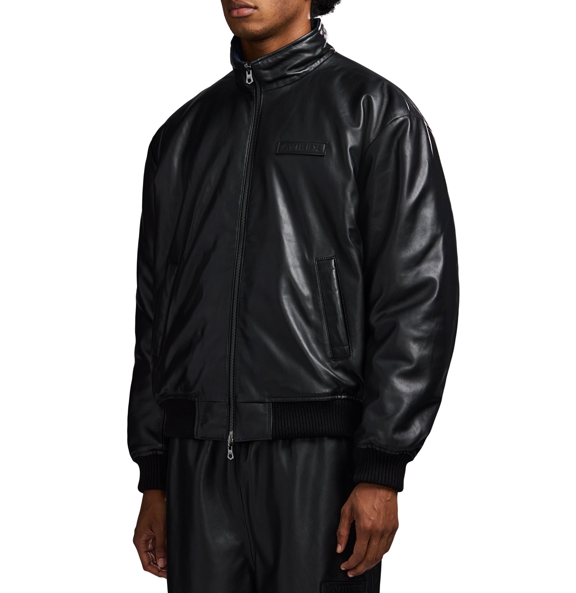 Reversible Nappa Leather Track Jacket | Black