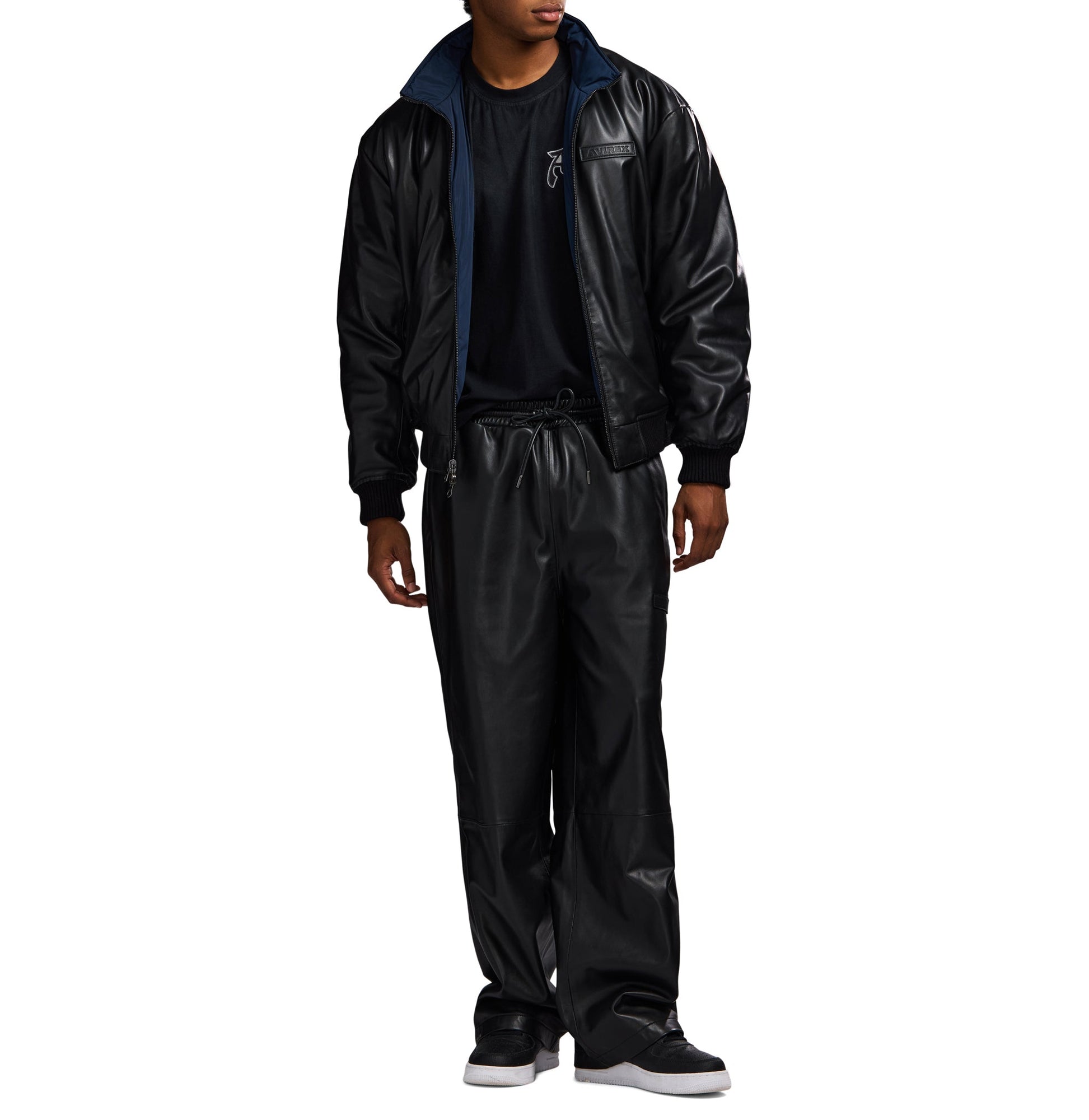 Reversible Nappa Leather Track Jacket | Black