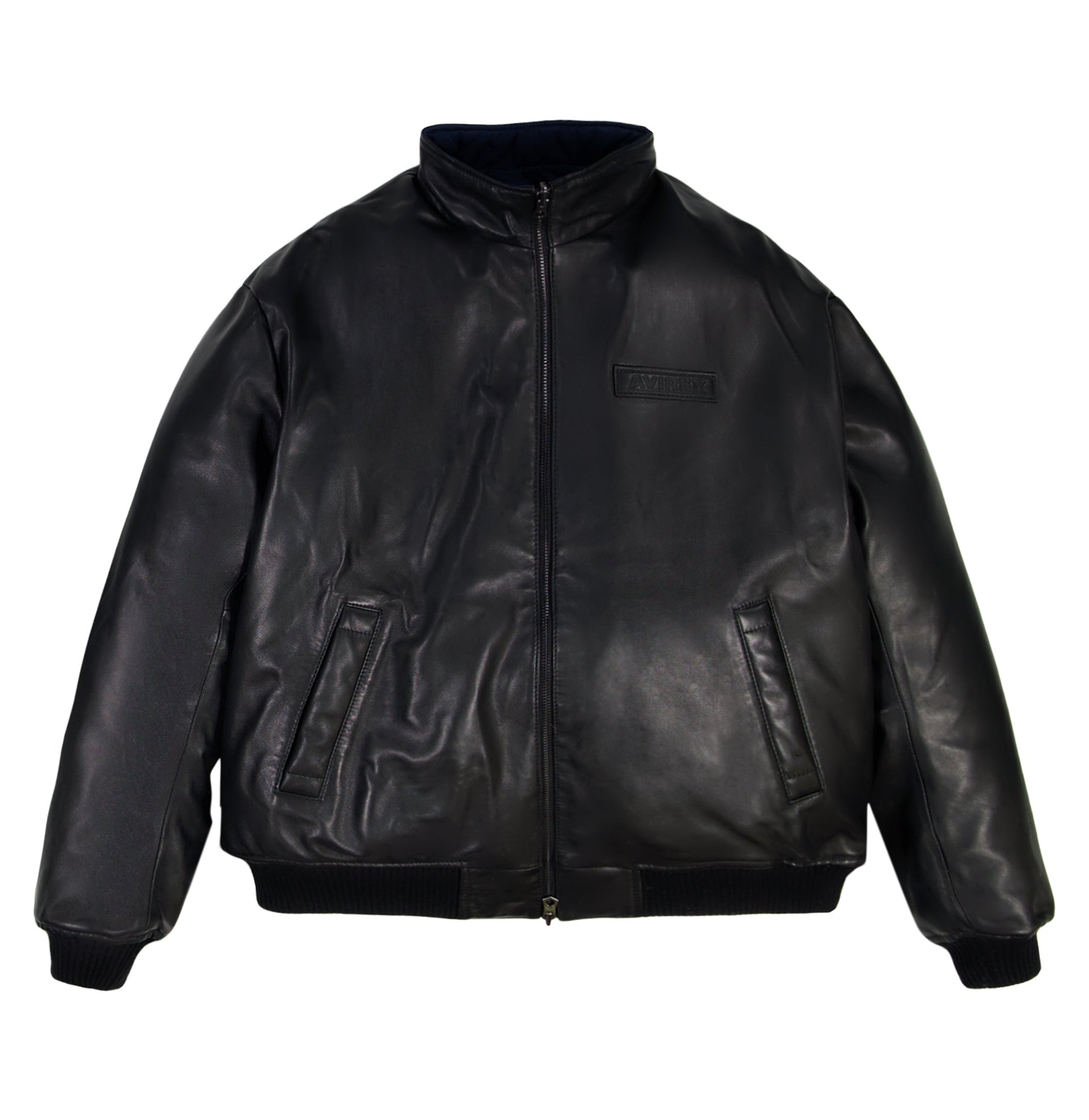 Reversible Nappa Leather Track Jacket | Black