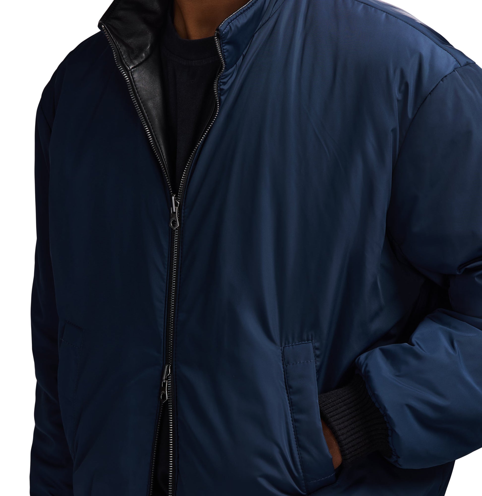Reversible Nappa Leather Track Jacket | Black