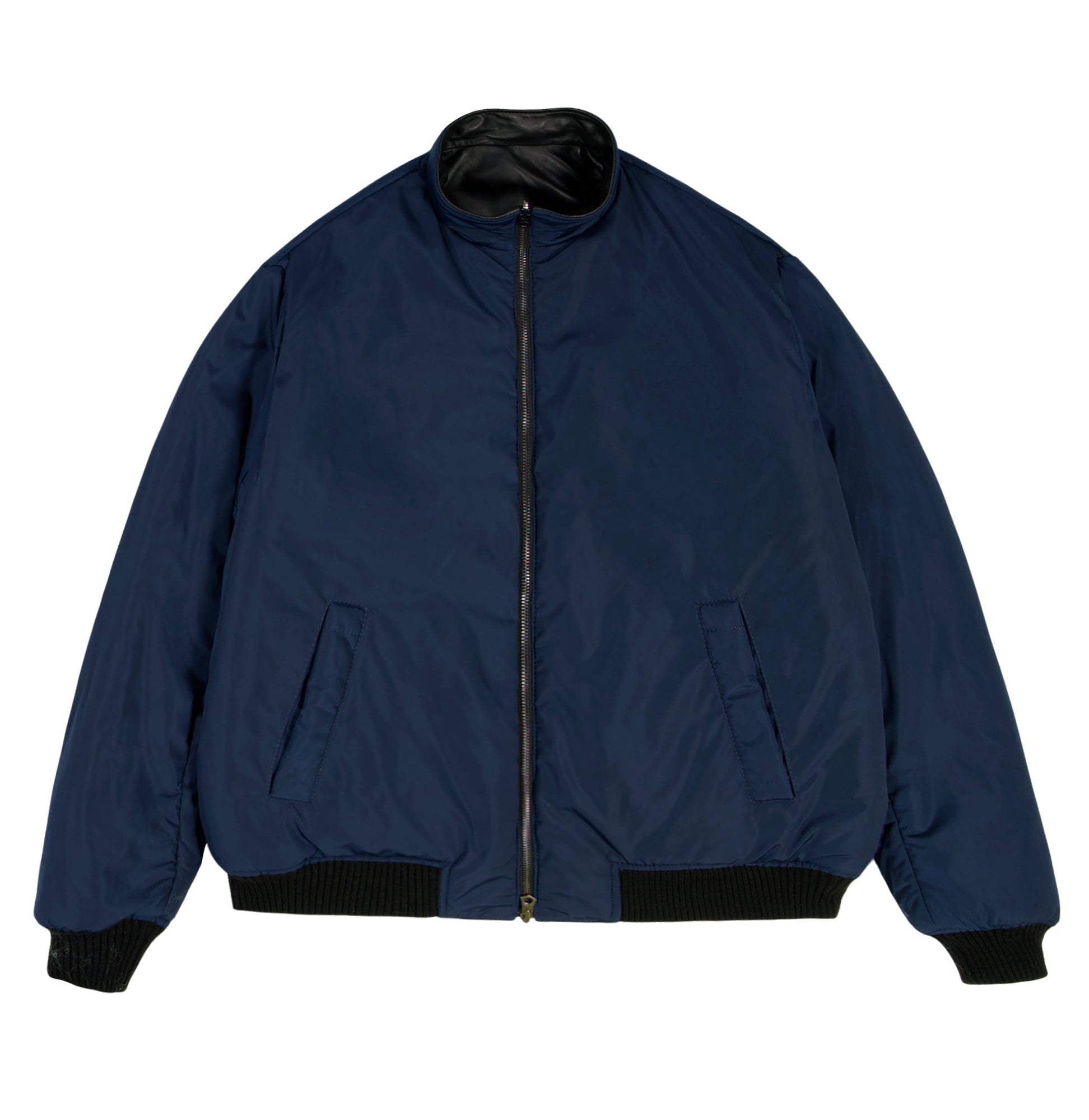 Reversible Nappa Leather Track Jacket | Black