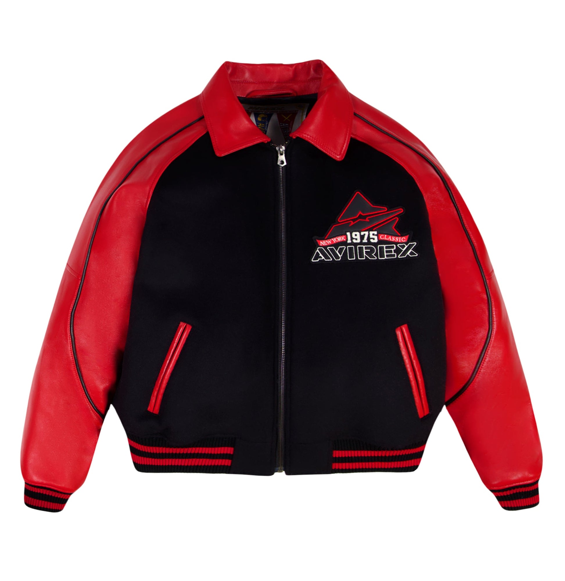 Classic Wool Leather Varsity Jacket | Black
