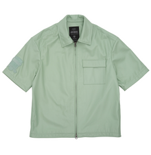 Nappa Leather Shirt Jacket | Seafoam
