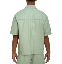 Nappa Leather Shirt Jacket | Seafoam