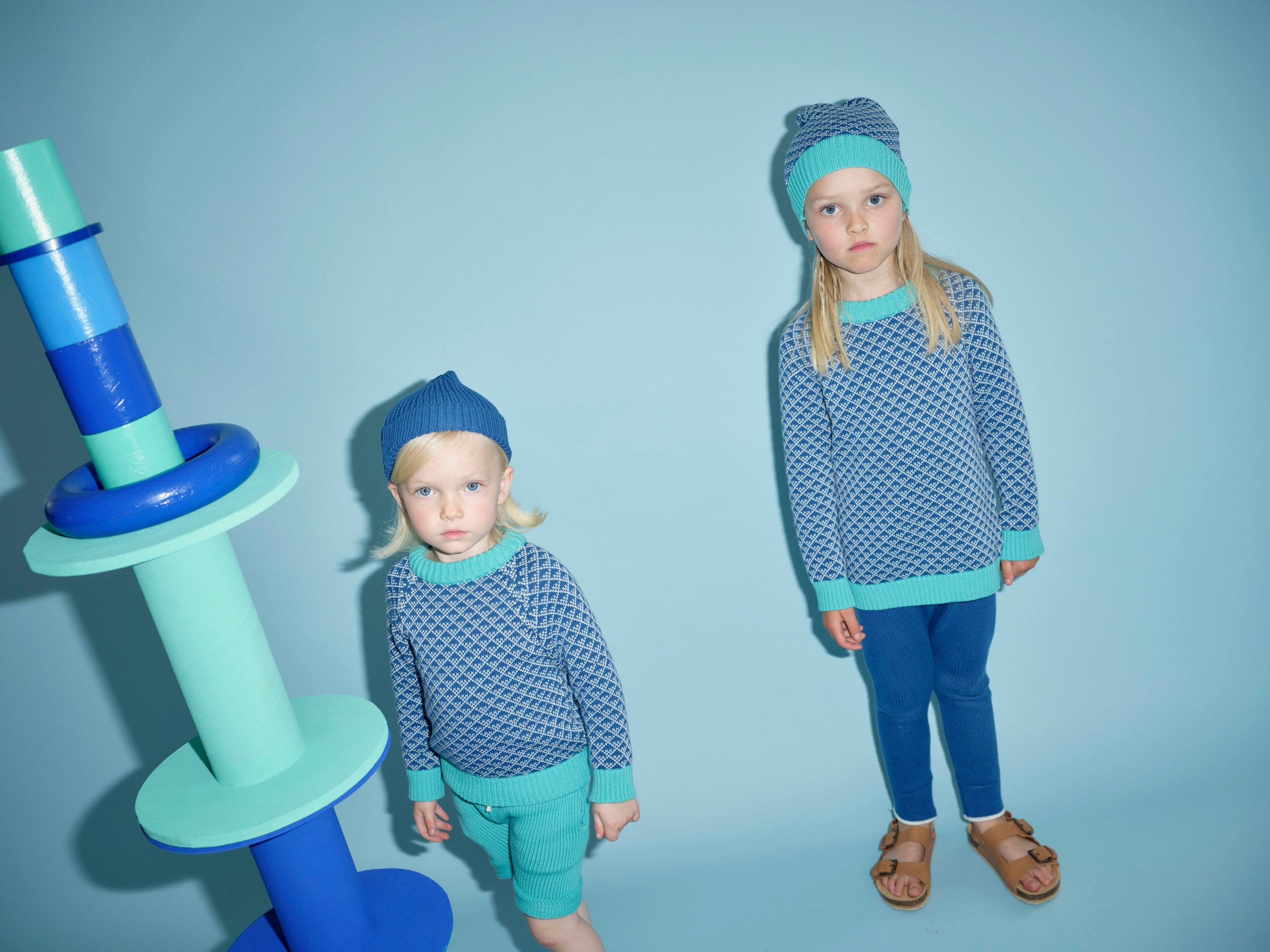 Unisex | Organic Cotton Nordic Knit Trousers | Fjord Blue