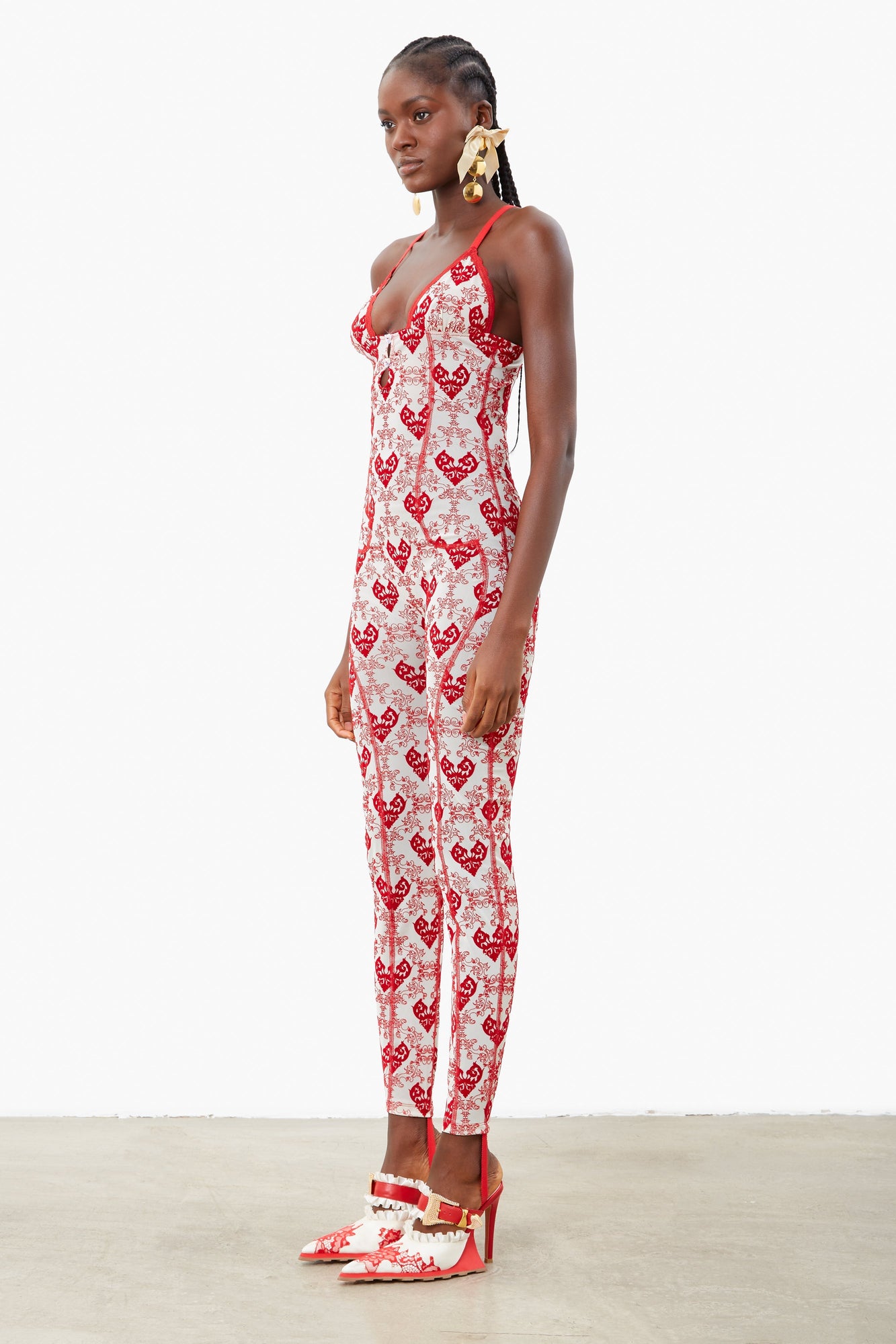 Scarlett Jumpsuit | Oyster / Red