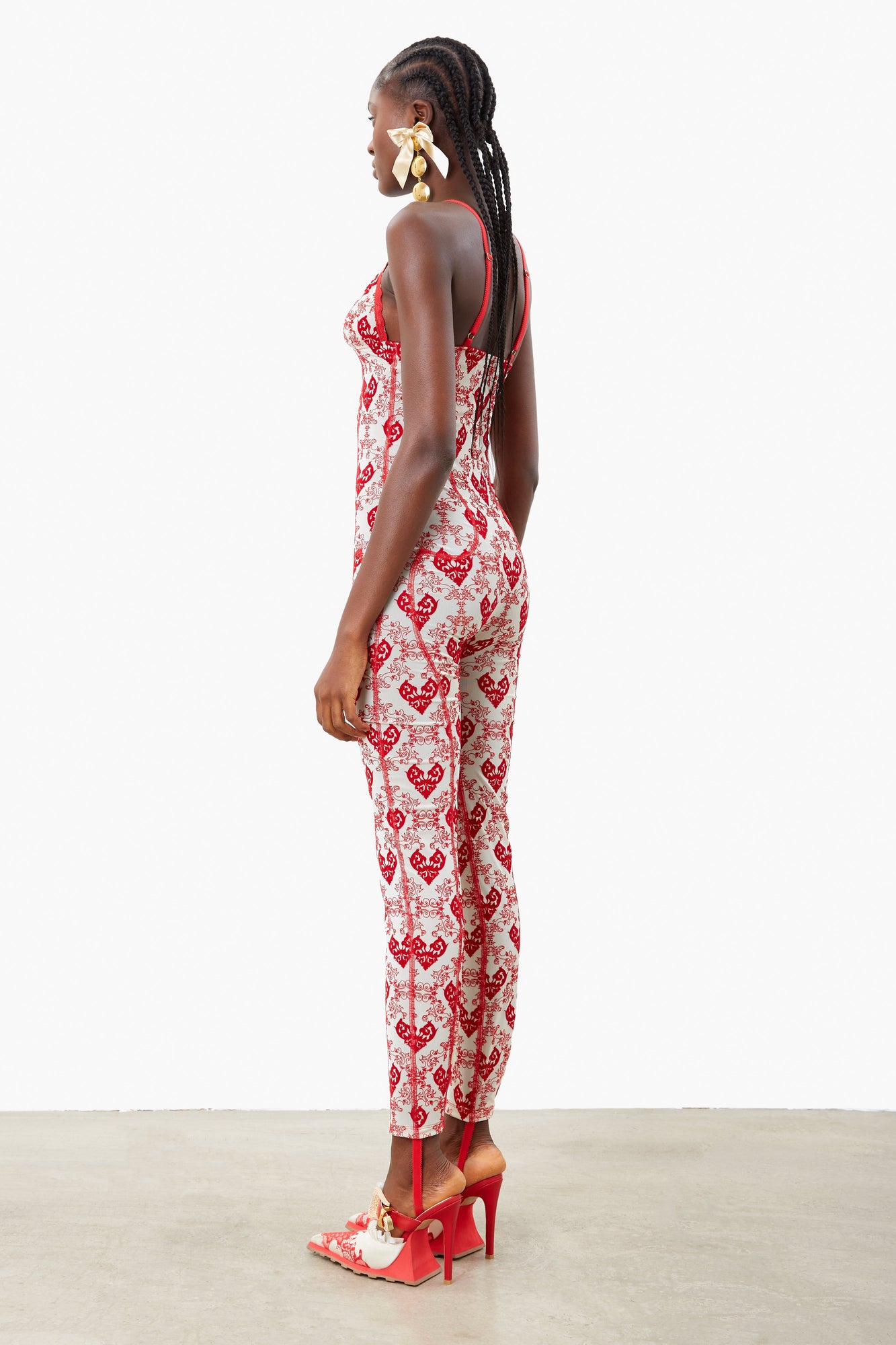 Scarlett Jumpsuit | Oyster / Red