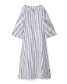 Women's Twill Caftan | Navy French Ticking