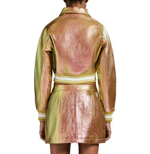 Limited Edition Cropped Metallic Icon Jacket | Rose Gold