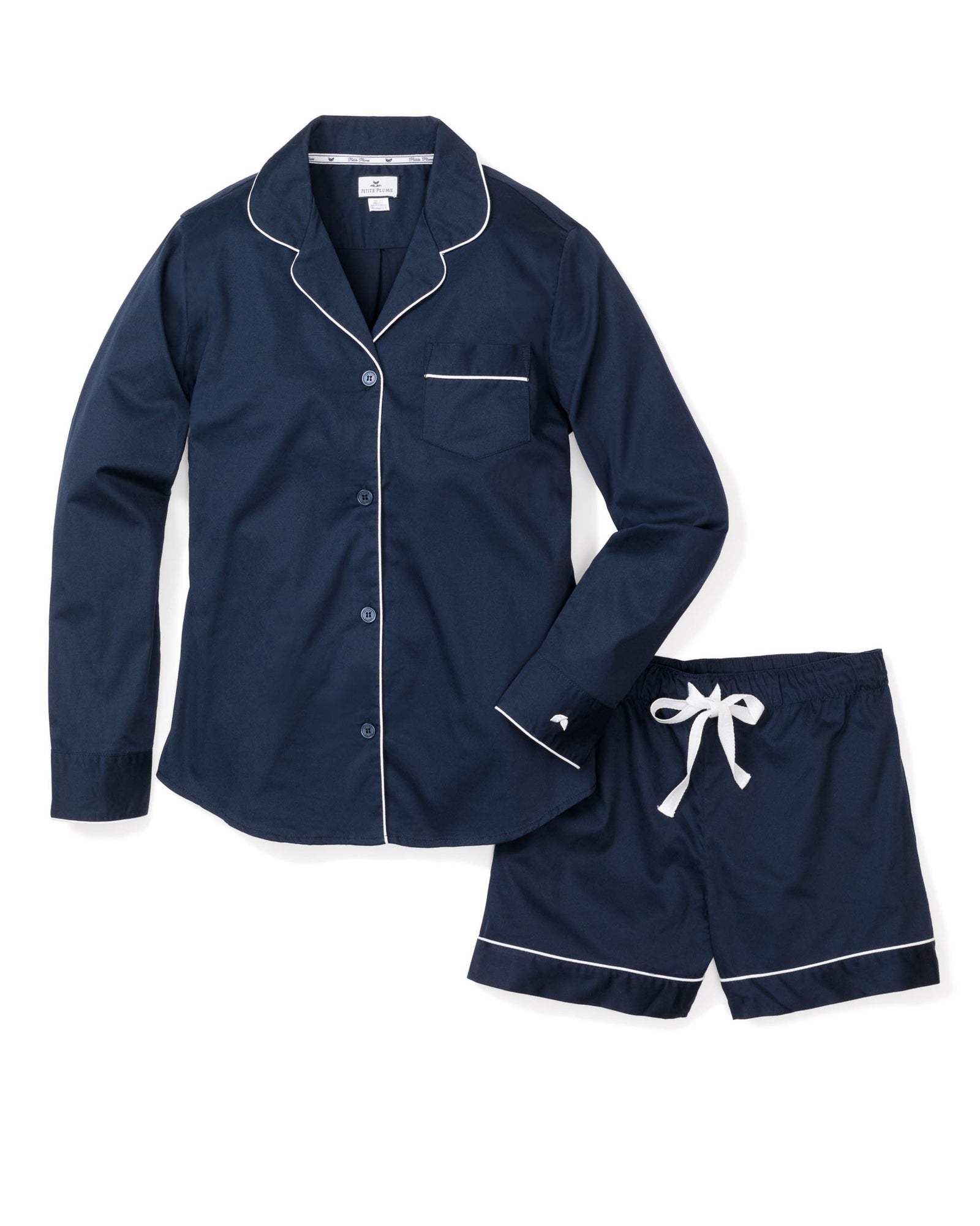 Womens | Twill Long Sleeve Short Set | Navy