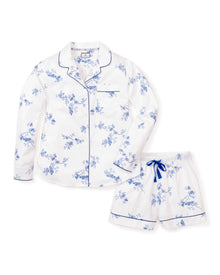 Women's Twill Long Sleeve Short Set | Indigo Floral