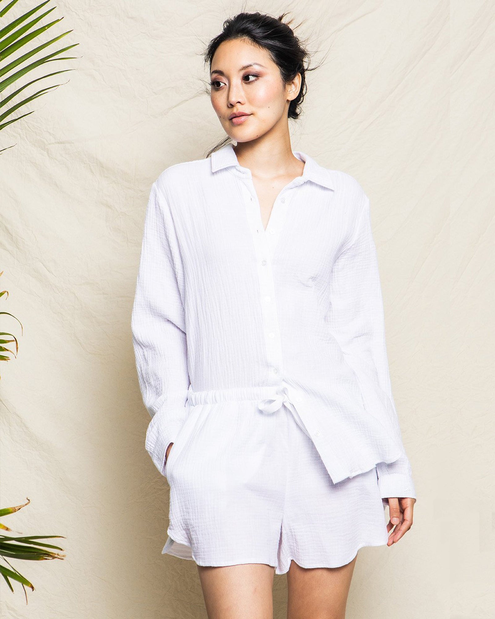 Womens | Gauze Drawstring Shorts | White