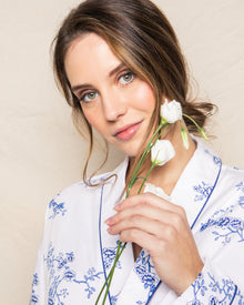 Women's Twill Robe | Indigo Floral