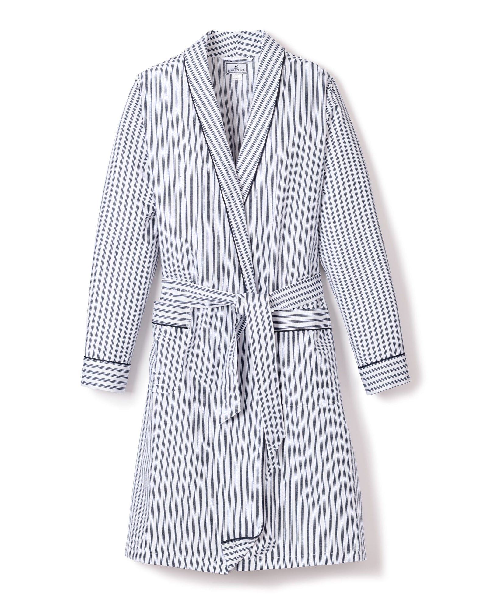 Women's Twill Robe | Navy French Ticking