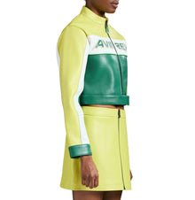Cropped Colorblock Moto Jacket | Limeade
