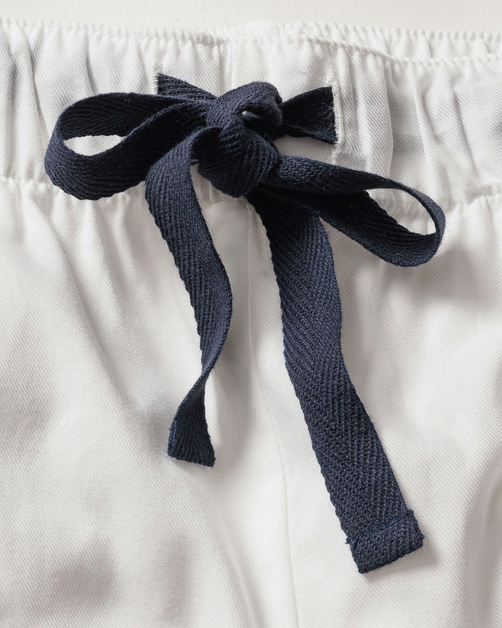 Womens | Twill Pajama Short Set | White with Navy Piping