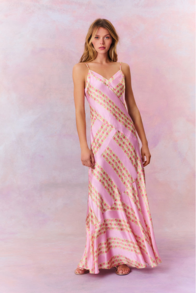Womens | Azalea Satin Floral Maxi Dress | Roseate Pink