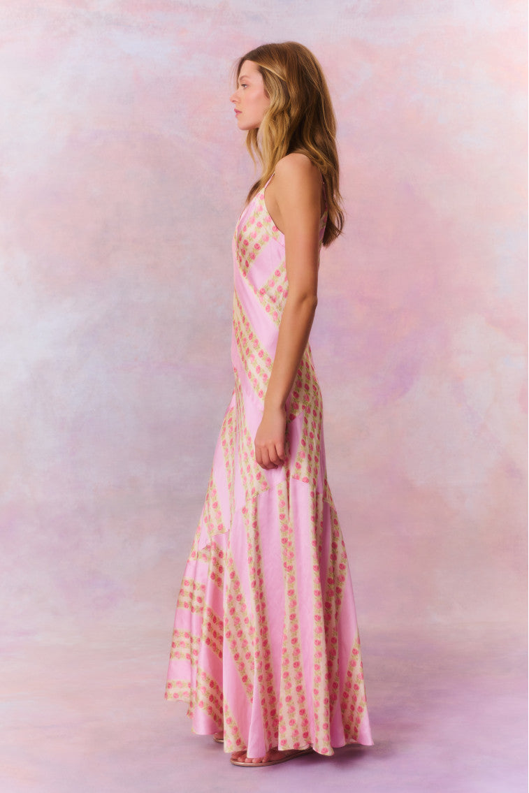 Womens | Azalea Satin Floral Maxi Dress | Roseate Pink