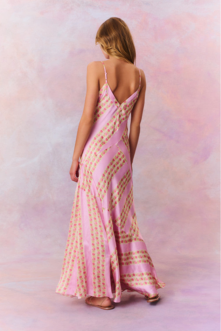 Womens | Azalea Satin Floral Maxi Dress | Roseate Pink