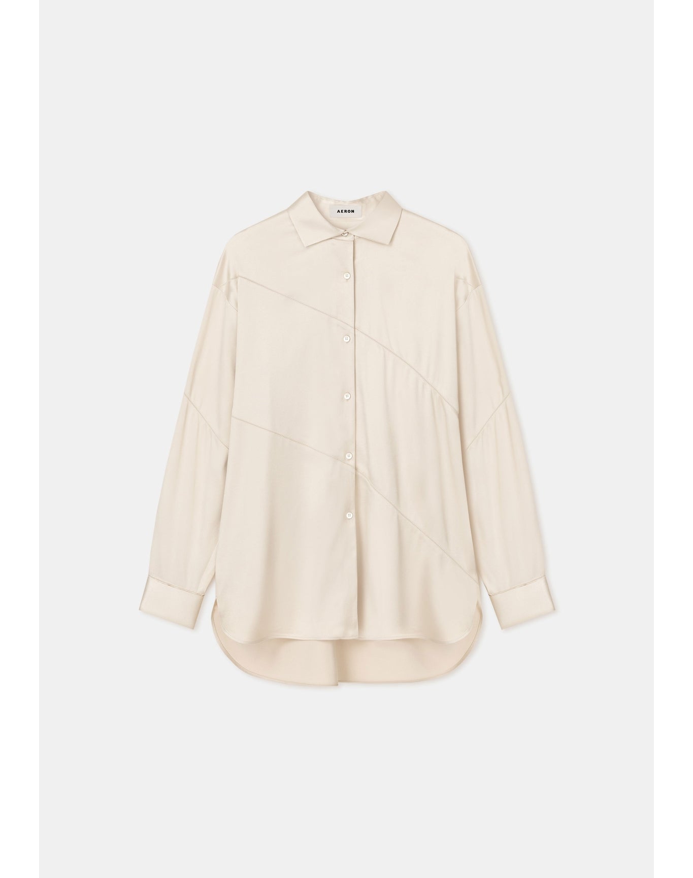 Abigail | Oversized Satin Shirt | Silver