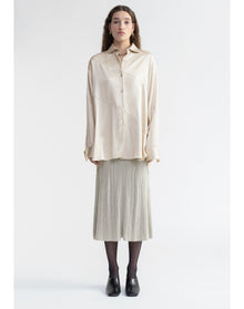 Abigail | Oversized Satin Shirt | Silver