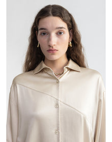 Abigail | Oversized Satin Shirt | Silver