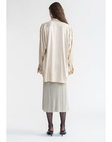 Abigail | Oversized Satin Shirt | Silver