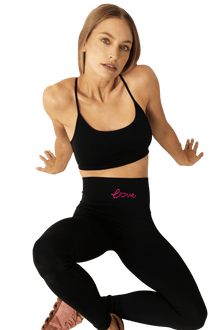 Adore Yourself High - Waisted Premium Legging - Black/HotPink - Self - Adore