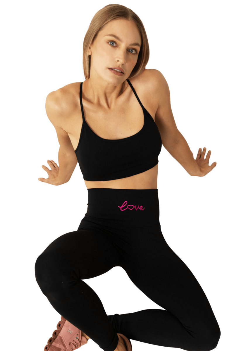 Adore Yourself High - Waisted Premium Legging - Black/HotPink - Self - Adore