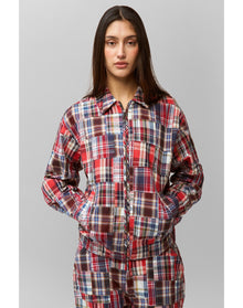 Adrian Patchwork Bomber | Blue Multi Plaid