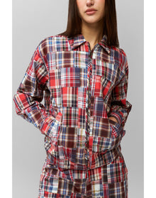 Adrian Patchwork Bomber | Blue Multi Plaid