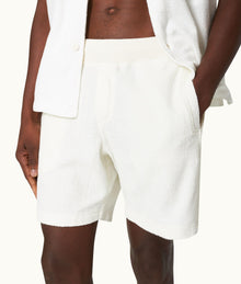 Afador Classic Fit Mix Texture Sweat Shorts | White Sand