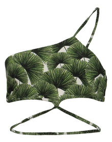 Agua by Agua Bendita | Women | Azucena Asymmetrical Leaf Print Bikini Top | Green