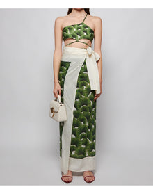 Agua by Agua Bendita | Women | Azucena Asymmetrical Leaf Print Bikini Top | Green