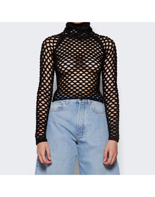 Alaïa | Women | Cage High Neck Knitted Top | Black