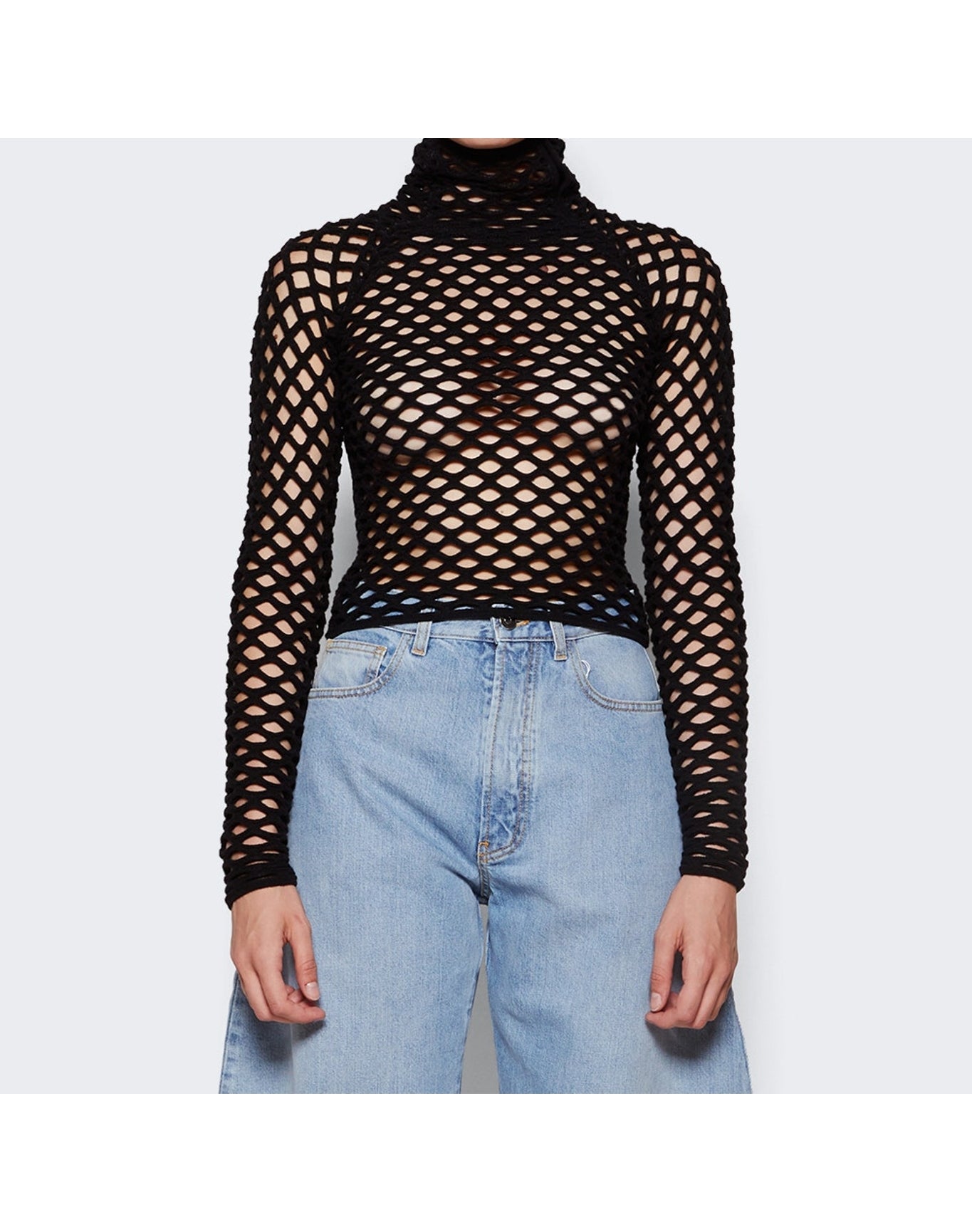 Alaïa | Women | Cage High Neck Knitted Top | Black