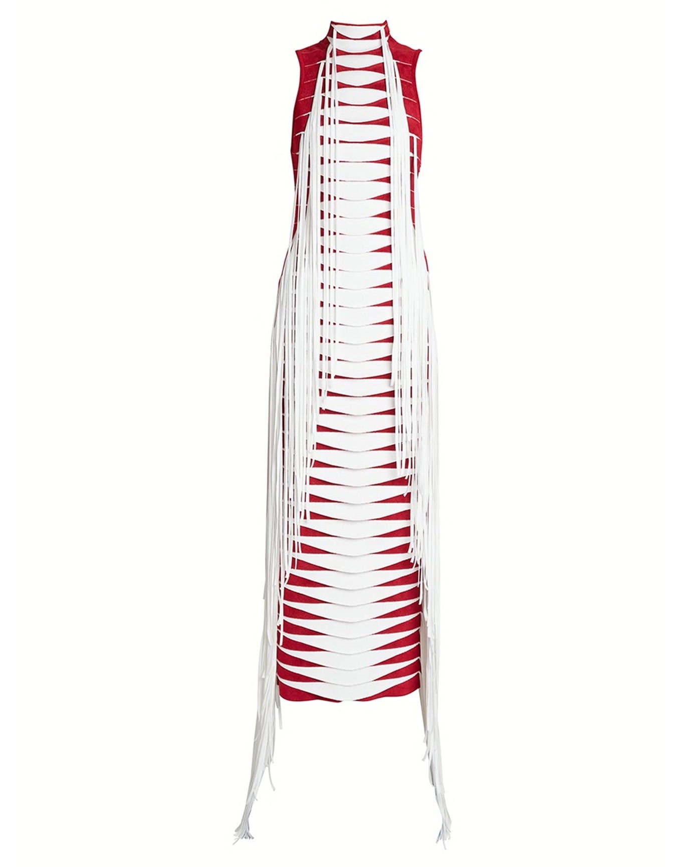 Alaïa | Women | Long 3d Python Knit Tube Dress | Red x White