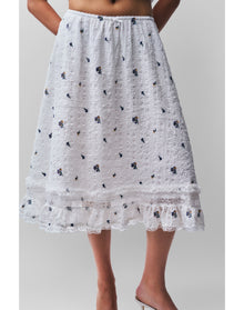 Aletta Skirt | Embroidered White