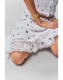 Aletta Skirt | Embroidered White