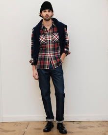 Men | Chore Shirt | Vintage Wash Flannel Red x Navy Plaid