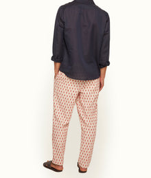 Alex Relaxed Fit Lattice Embroidery Jacquard Trousers | Summer Red/White Sand